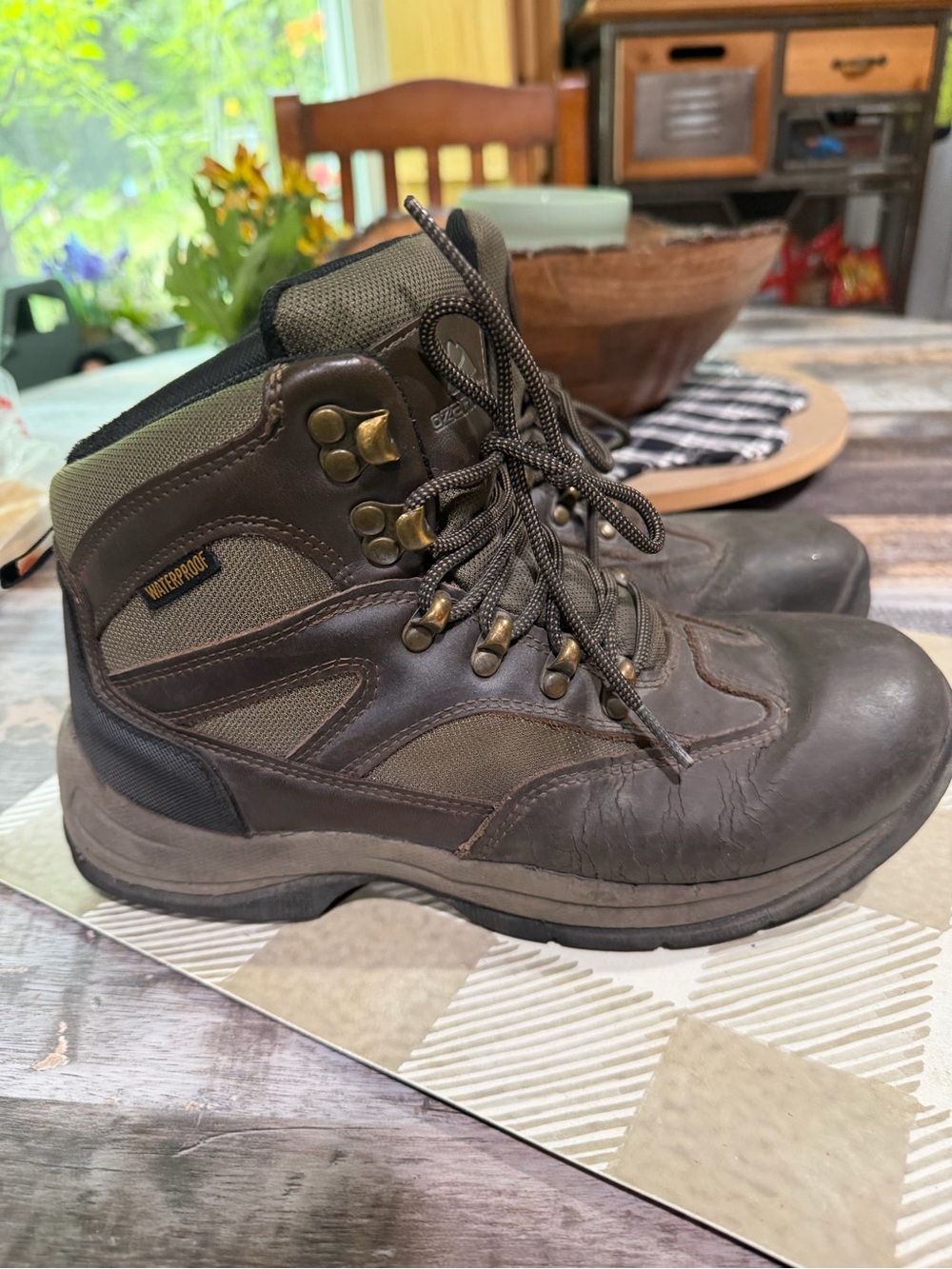 Ozark Trail Brown and Olive Men's Hiking Boots
